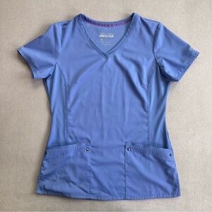Healing Hands Juliet V-neck Scrub Top. Ceil Blue. Small.